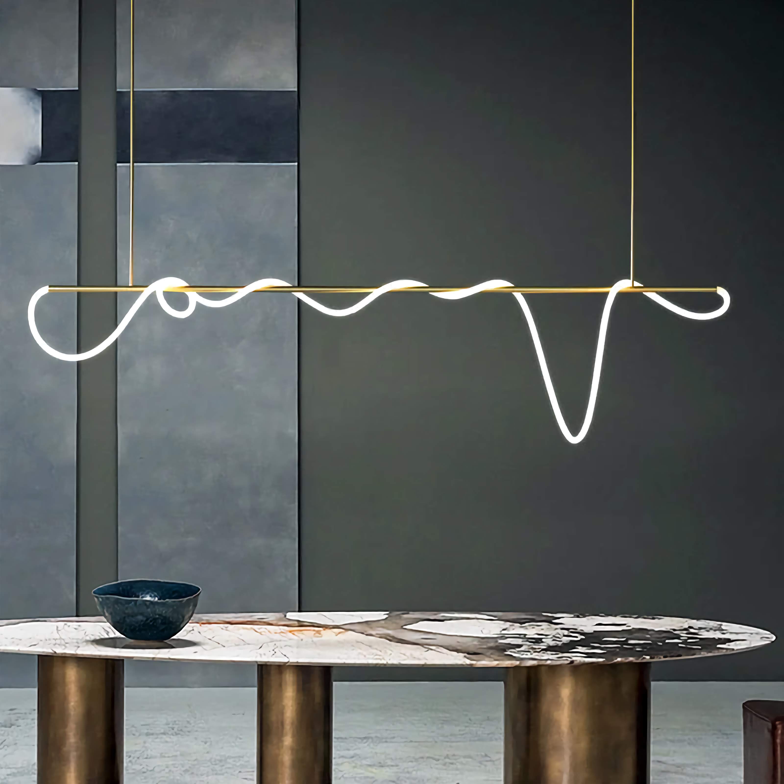 Luke Linear Ceiling Lamp | Silicone Flexible Led Pendant Light | Modern Dining Room Casalolalights Luxury Lamps