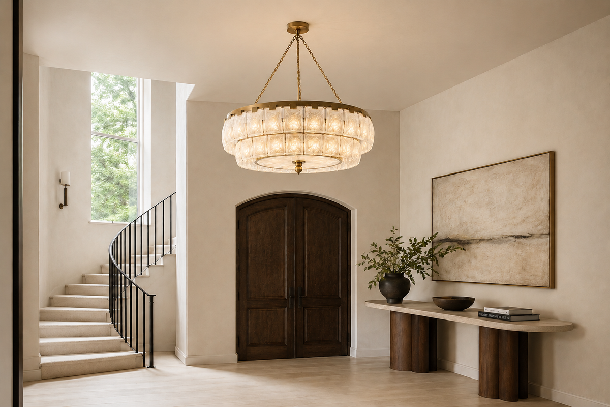 THE HALO CHANDELIER | SWIRLED WHITE GLASS s & ANTIQUE BRASS