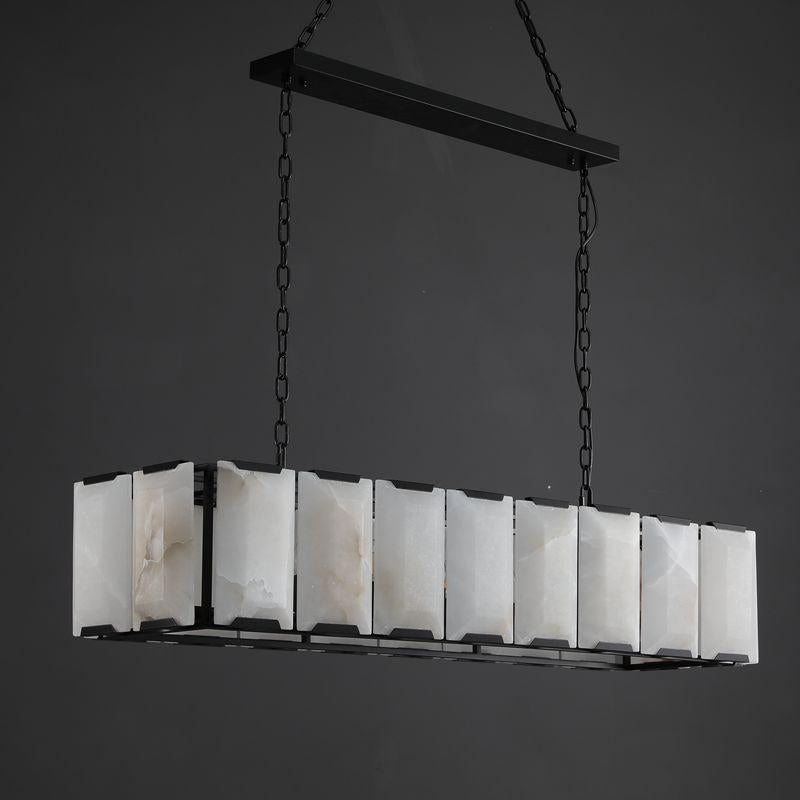 Linear Alabaster Chandelier for Dining Room | 100cm 120cm Black Stainless or Brass Industrial Casalolalights Luxury
