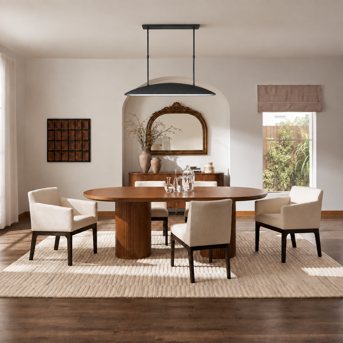 Black Linear Pendant Light for Kitchen Island | Stainless Steel Oval Shade 47 or 60 Inch 4 6 Lights Casalola Luxury
