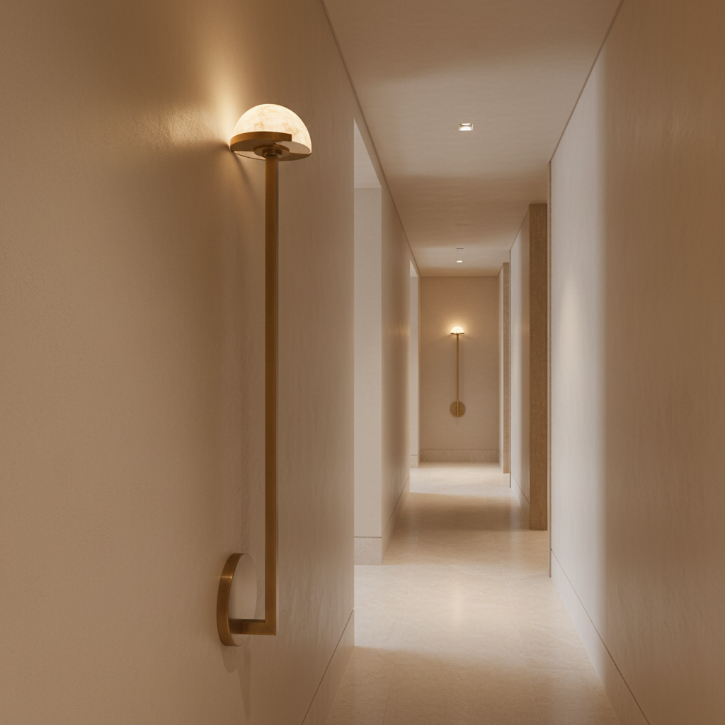 Tall Genuine Alabaster Wall Sconce Brass | Hallway Pair Bedside Vertical Light E12/e14 66cm Height Casalola Lights