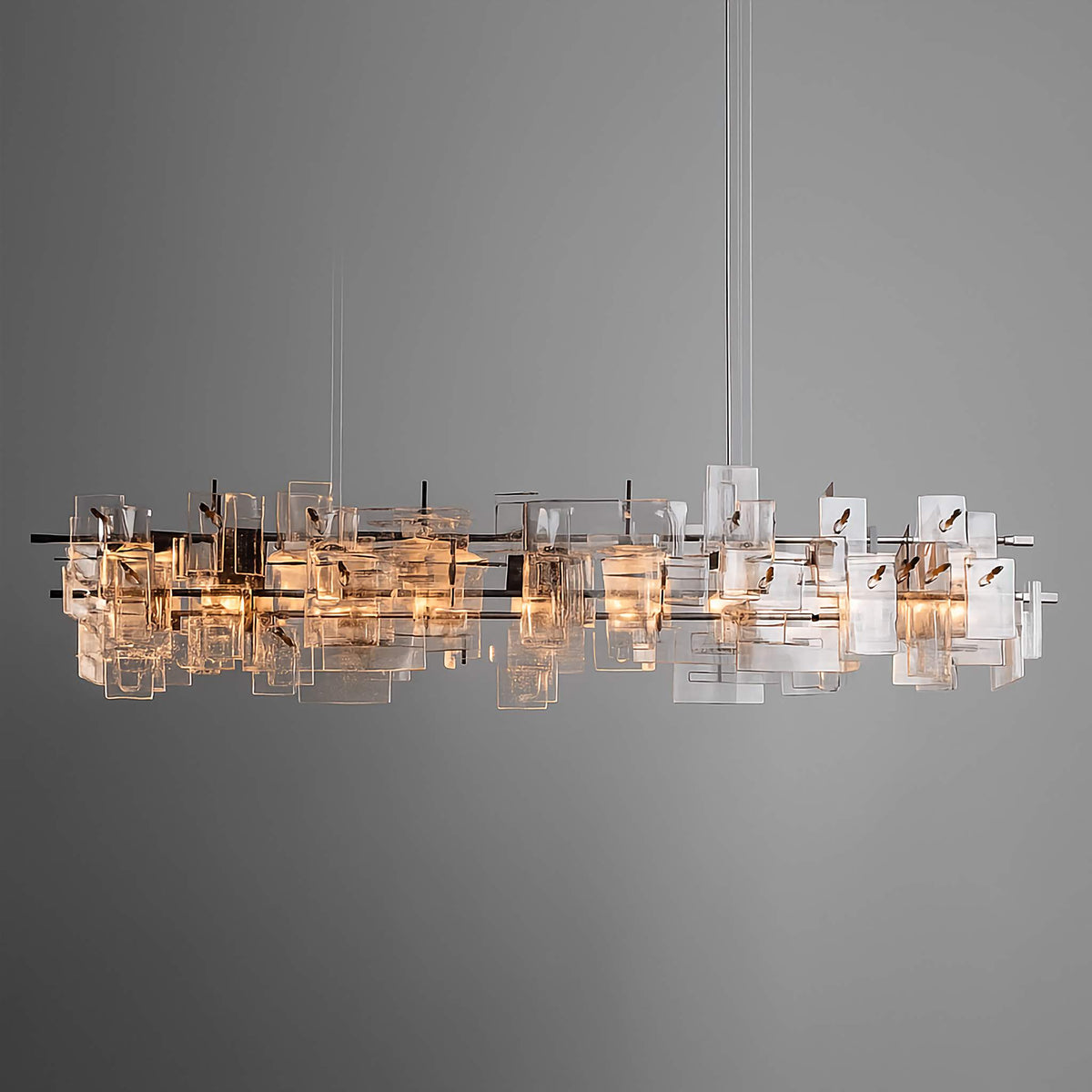 Linear Glass Chandelier for Kitchen Island or Dining Table | Prismatic 31 to 59 Inch Four Lengths Casalola Lights