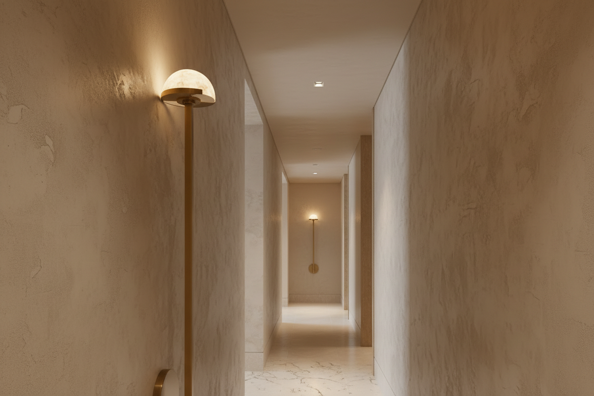 Linear Copper & Alabaster Wall Sconce 66cm | Tall Vertical Stone Modern Minimalist Hallway Bedroom Casalolalights