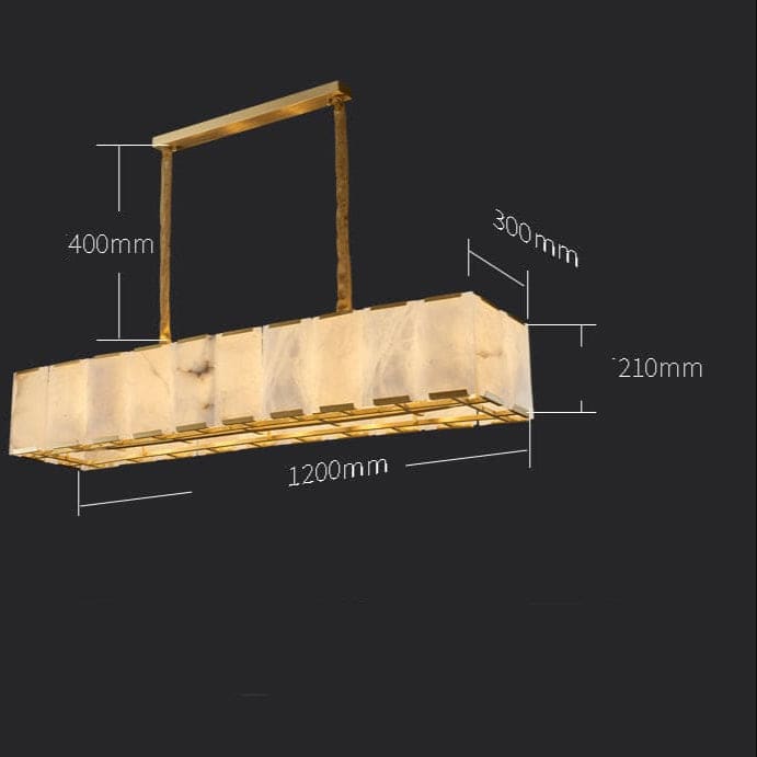Grand Calcite Crystal Chandelier | Rectangular Brass Island Light - Chandeliers