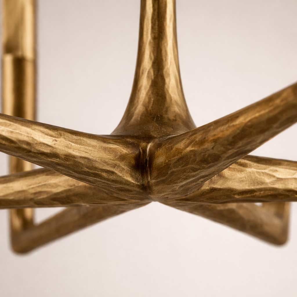 Linear Forged Brass Chandelier | Hammered Branch with Crystal Modern Dining & Living Casalolalights Luxury Lamps