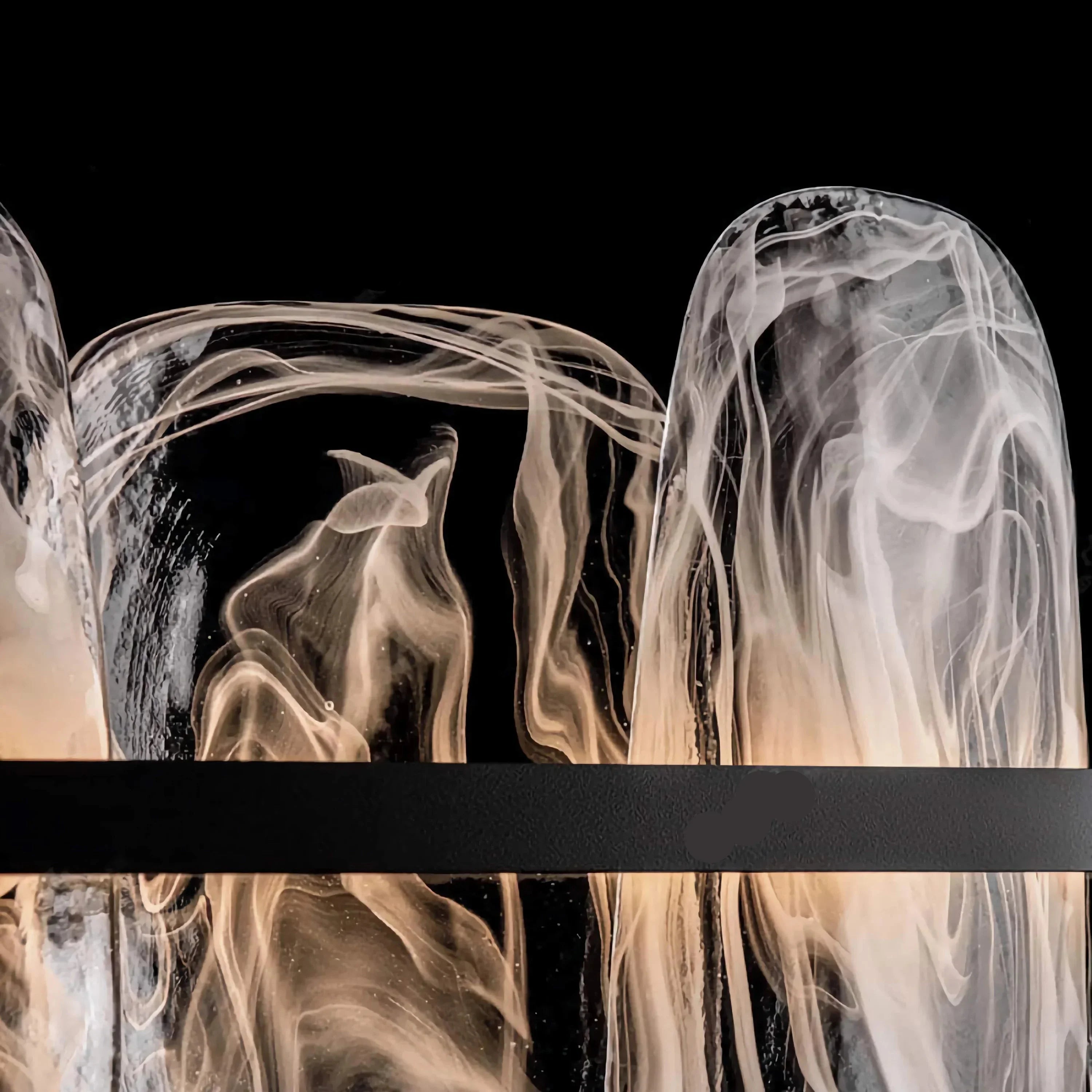 Glass Linear Chandelier | Modern Pendant Lighting for Kitchen Island or Dining Table Statement