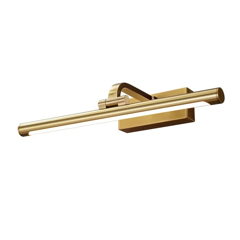 Brass picture light with pivoting arm, side view