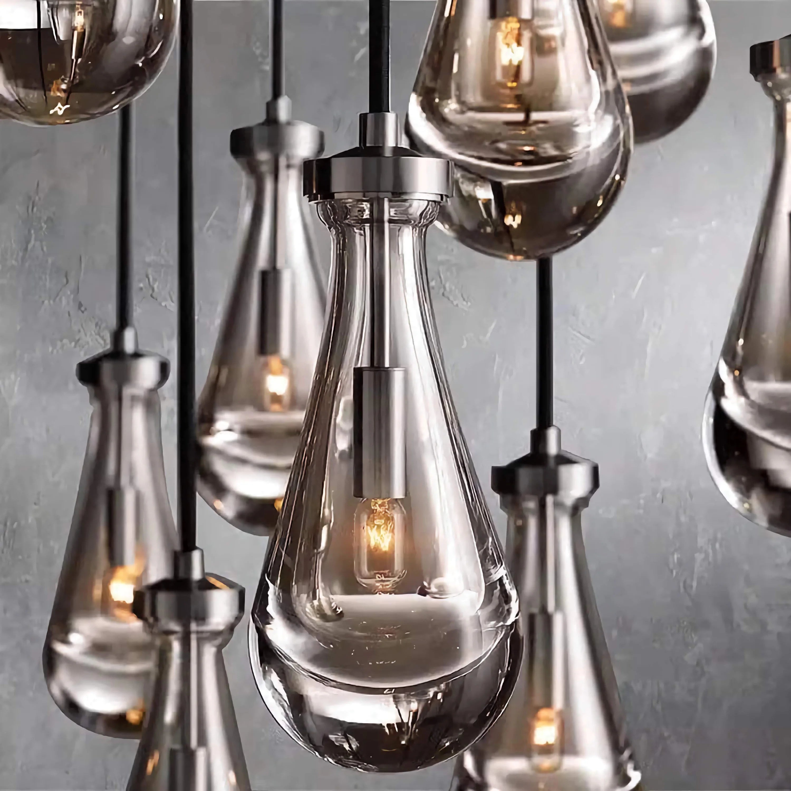 Raindrop Glass Chandelier – Luxury Linear Copper Cascade Light Casalolalights Luxury Lamps for Interior Designers