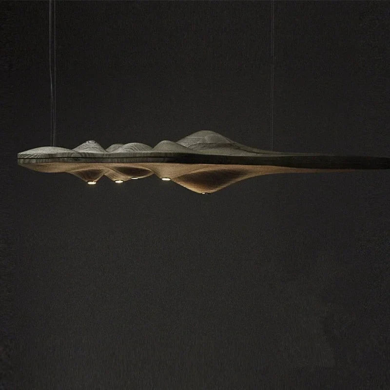 Linear Wood Chandelier 125cm | Handcrafted Walnut & Ash Landscape Ceiling Light 5-light Dining Kitchen Casalolalights
