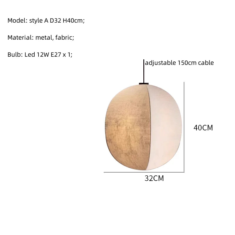 Linen Globe Pendant Light for Kitchen Island or Bedroom | Beige 24 to 32 Cm (9 13″) Bulb Included Casalola Lights