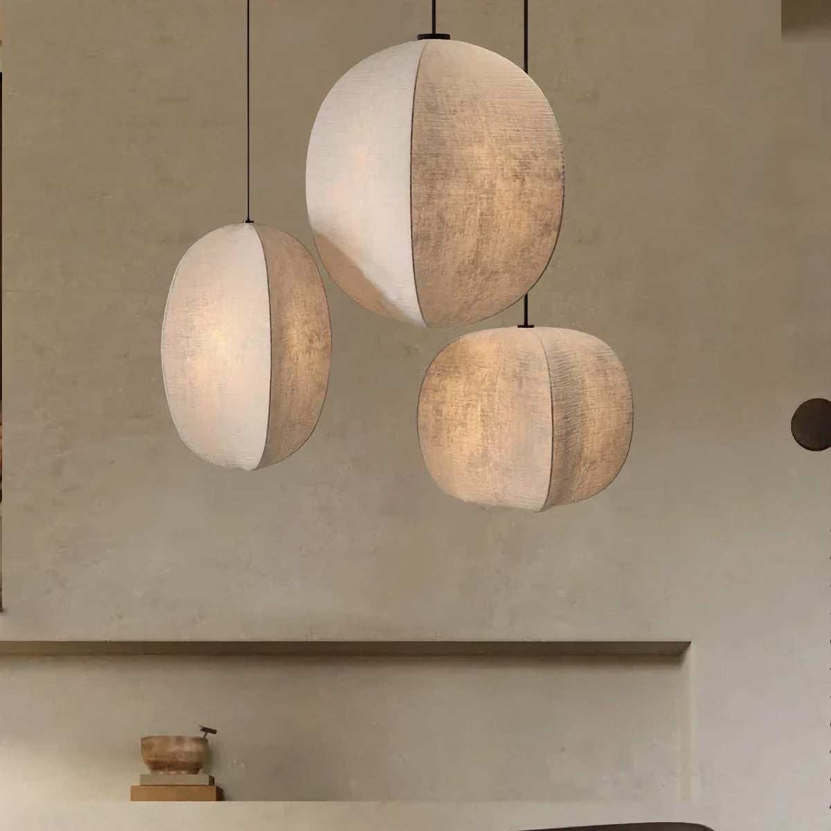 Linen Globe Pendant Light for Kitchen Island or Bedroom | Beige 24 to 32 Cm (9 13″) Bulb Included Casalola Lights