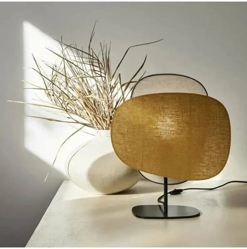 French Linen Table Lamp | Minimalist Earth Tones Design | Quiet Luxury Interior - Lamps