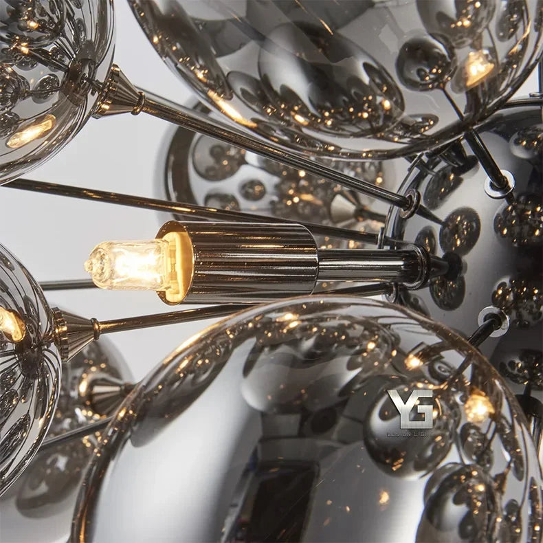 Black Grape Glass Chandelier | Luxury Interior Designer Ceiling Light Fixtures for Dining Room Kitchen