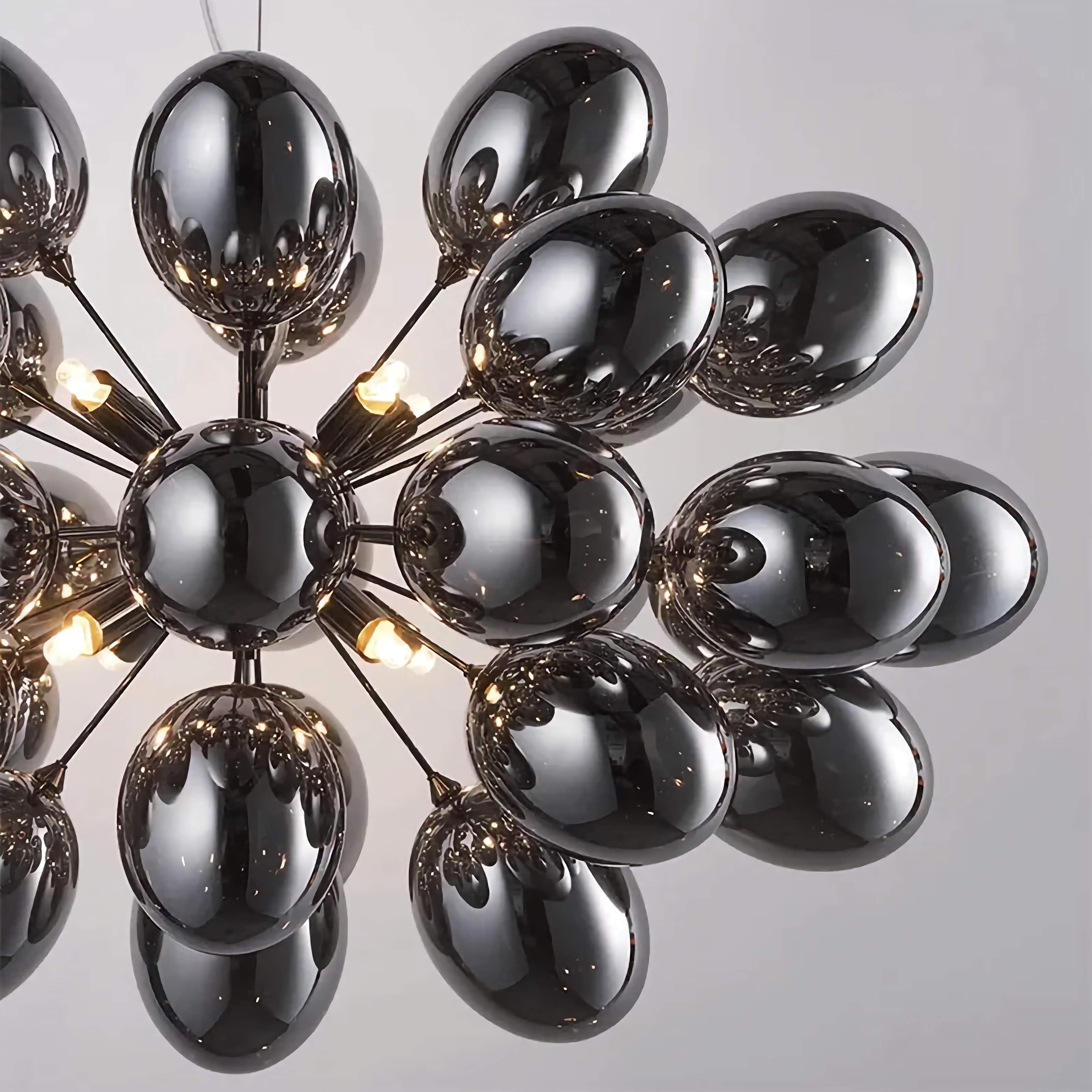 Black Grape Glass Chandelier | Luxury Interior Designer Ceiling Light Fixtures for Dining Room Kitchen