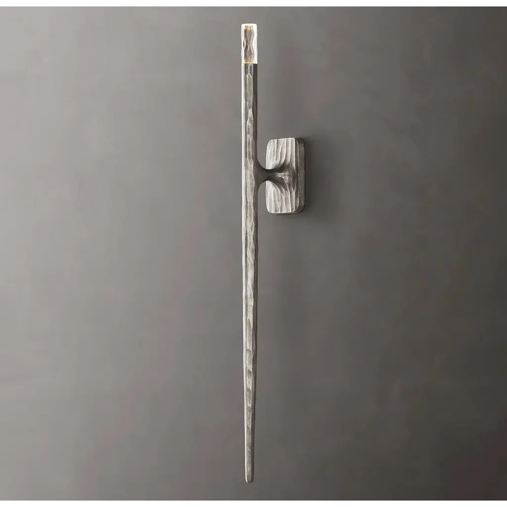 Modern Silver Wall Sconce – Sculpted Metal for Hallway & Entryway