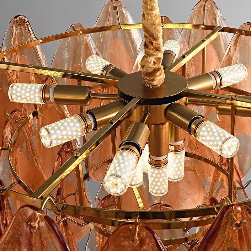Modern Glass and Brass Chandelier for Living Room or Bedroom Round Ceiling Light in 60 Cm 80 Size Casalolalights Luxury