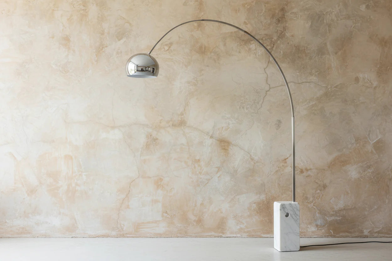 Solid Carrara Marble Arc Floor Lamp | Mid-century Modern Italian Design | 240cm Extra Large Arched | Casalola Lights