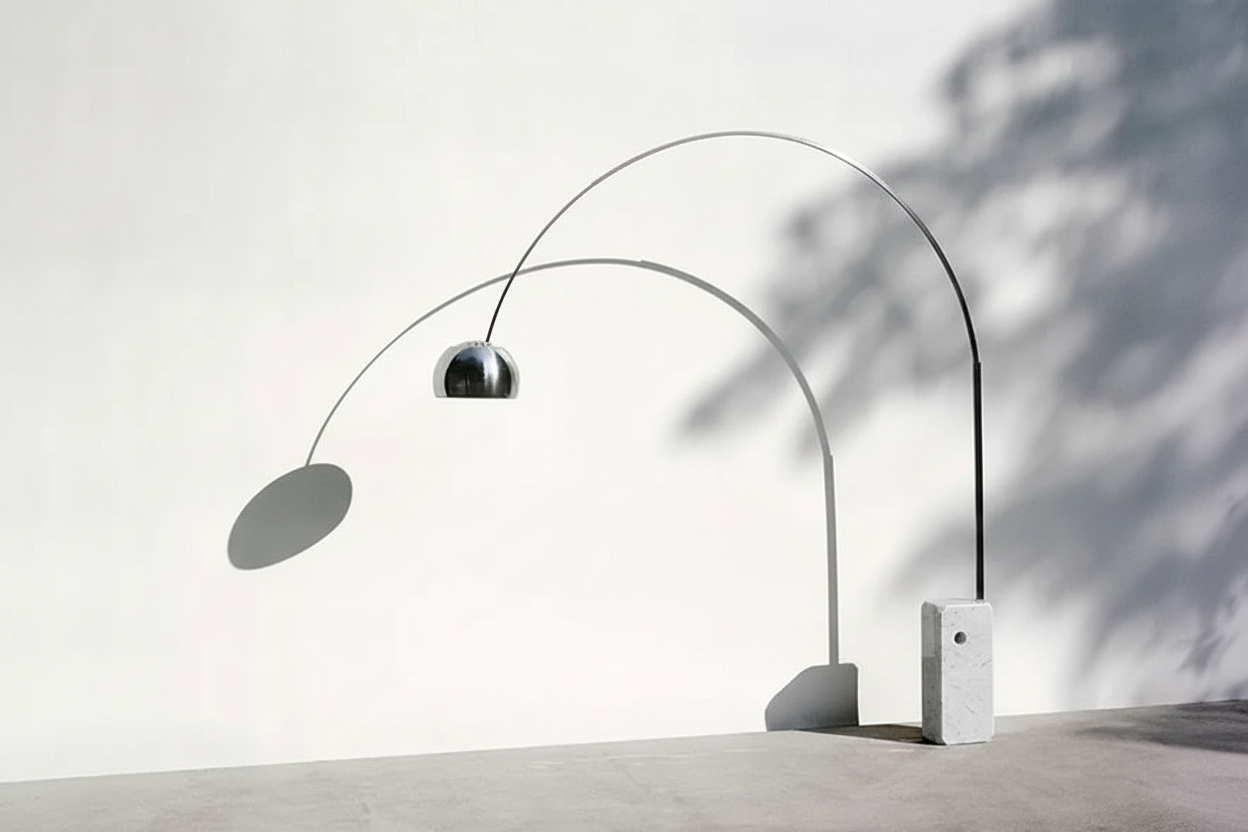 Solid Carrara Marble Arc Floor Lamp | Mid-century Modern Italian Design | 240cm Extra Large Arched | Casalola Lights