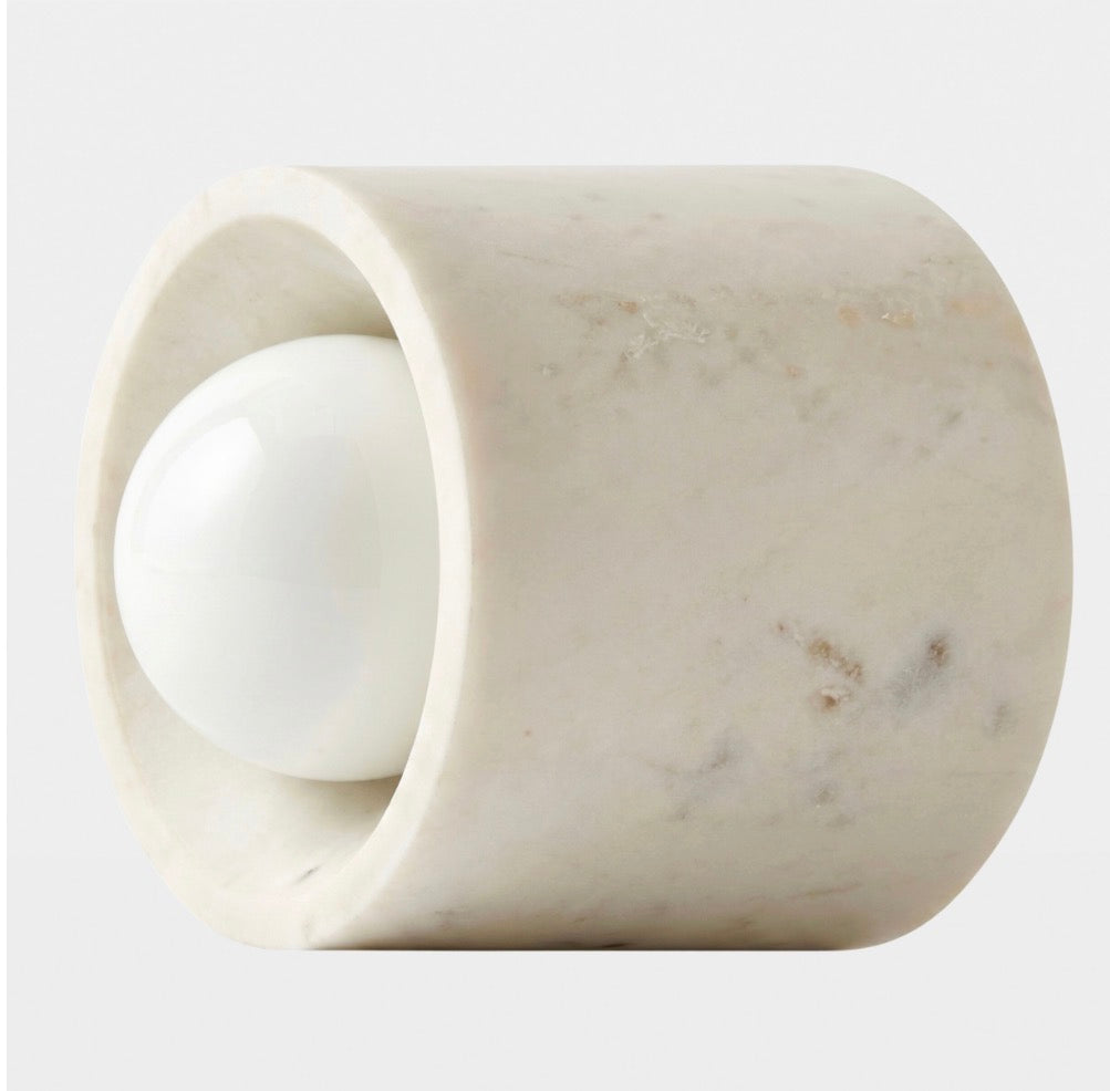 Genuine Marble & Frosted Glass Wall Sconce | White Beige or Gray Vanity Pair Bedside Soft Glow Casalola Lights Luxury