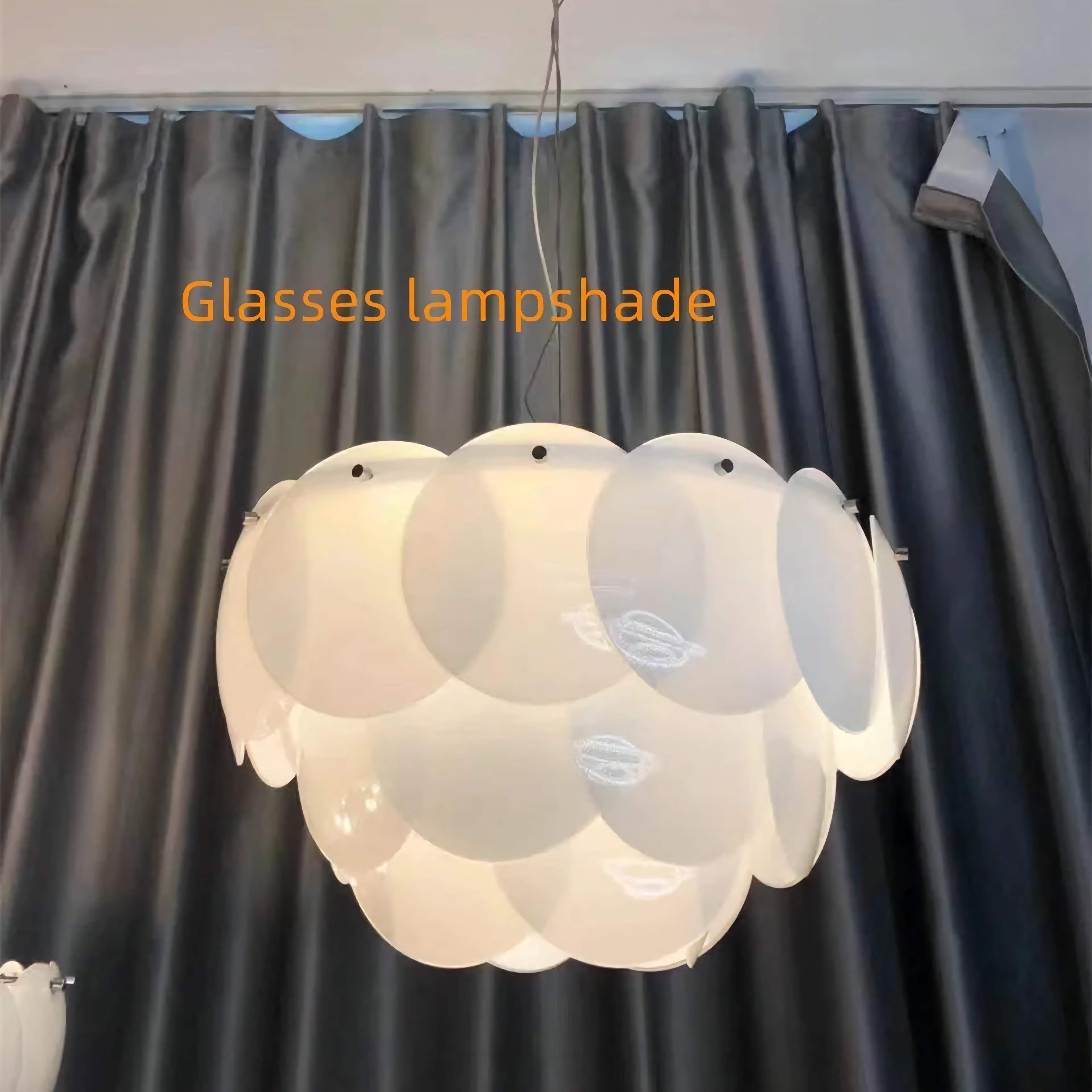 Luxurious Round Chandelier | Layered Scale Pattern | Glass or Ceramic | White | Semi-flush Mount