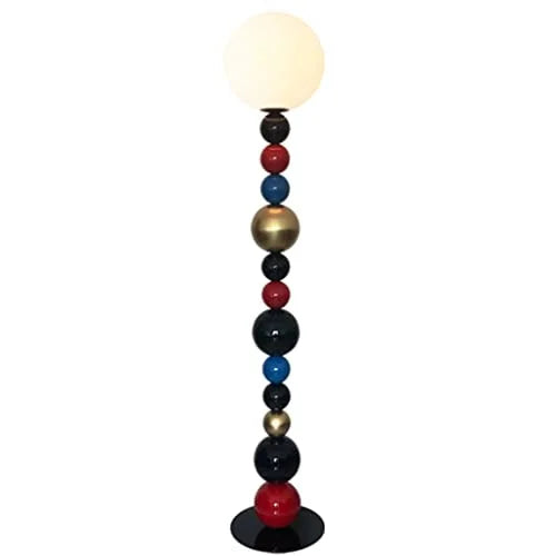 Stacked colourful sphere lamp glowing warm