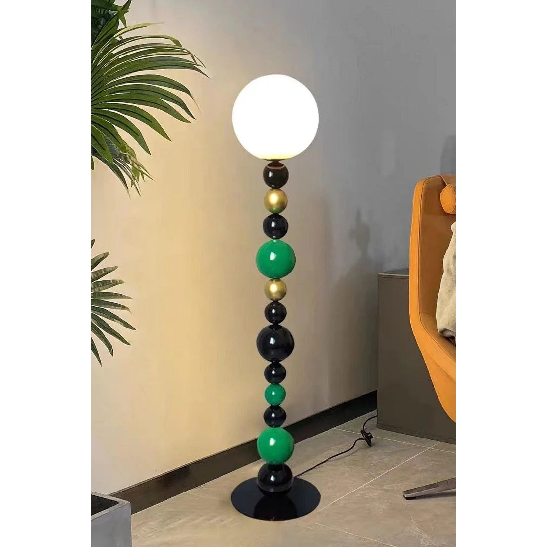 Iron sphere-stack lamp detail