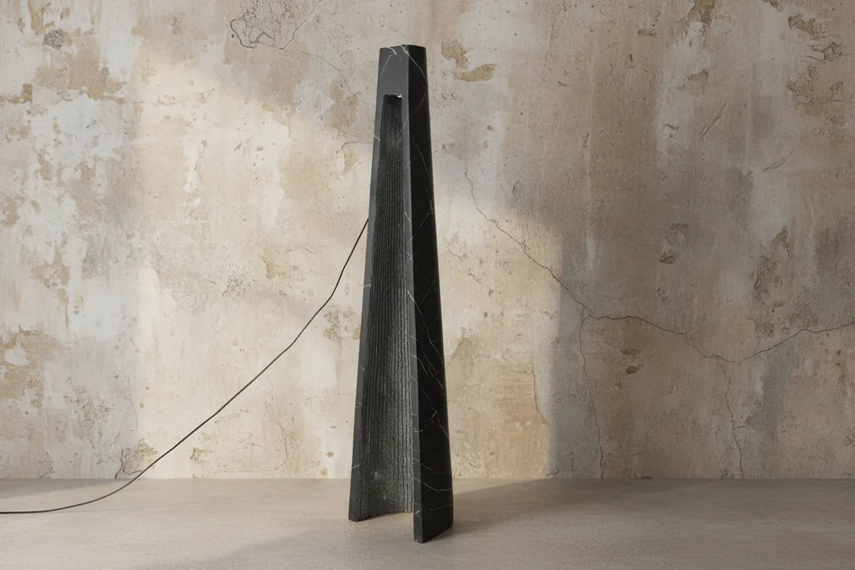 Marble-look Floor Lamp 165cm | Black Resin Column Standing Modern Minimalist Living & Study Casalolalights Luxury Lamps