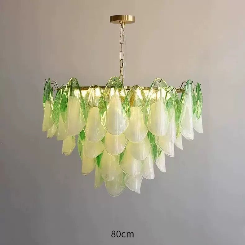 Glass and Brass Chandelier for Boutique Hotel Dining Room or Bedroom Modern Ceiling Light in Two Sizes Casalolalights