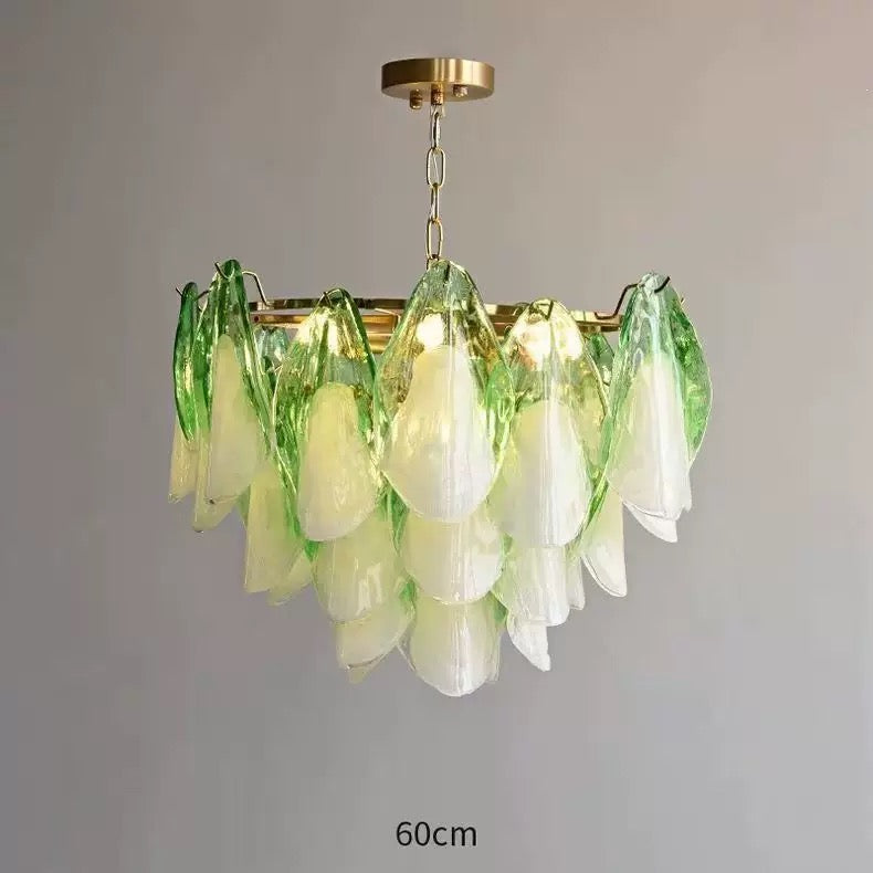 Glass and Brass Chandelier for Boutique Hotel Dining Room or Bedroom Modern Ceiling Light in Two Sizes Casalolalights