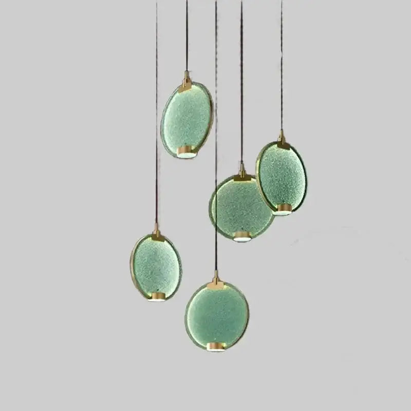 Mansiero Green Brass Glass Pendant Lighting for Dining Room Kitchen Living - Lamps