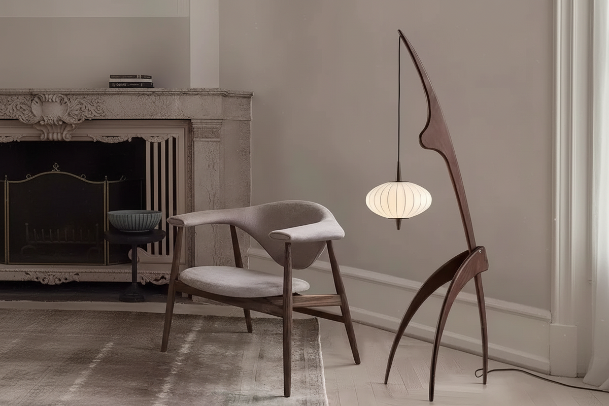 Bamboo & Wood Floor Lamp Downlight Shade | 165cm Tall E26/e27 Dimmable Option Reading Chair Casalola Lights Luxury
