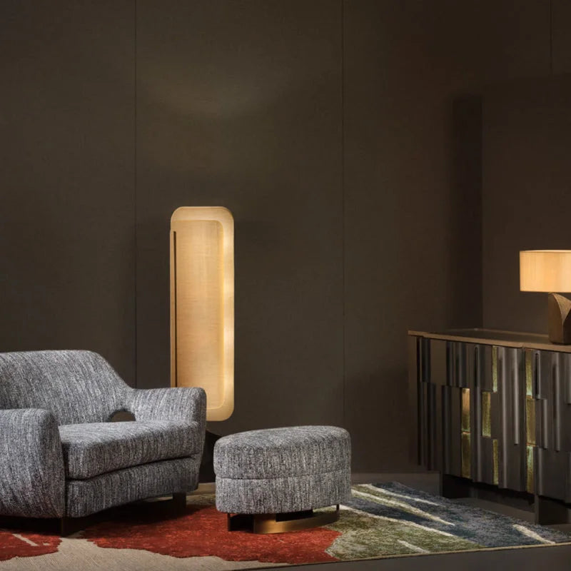 Black and Gold Linen Floor Lamp – Italian Designer Sculptural Modern for Living Room Casalolalights Luxury Lamps