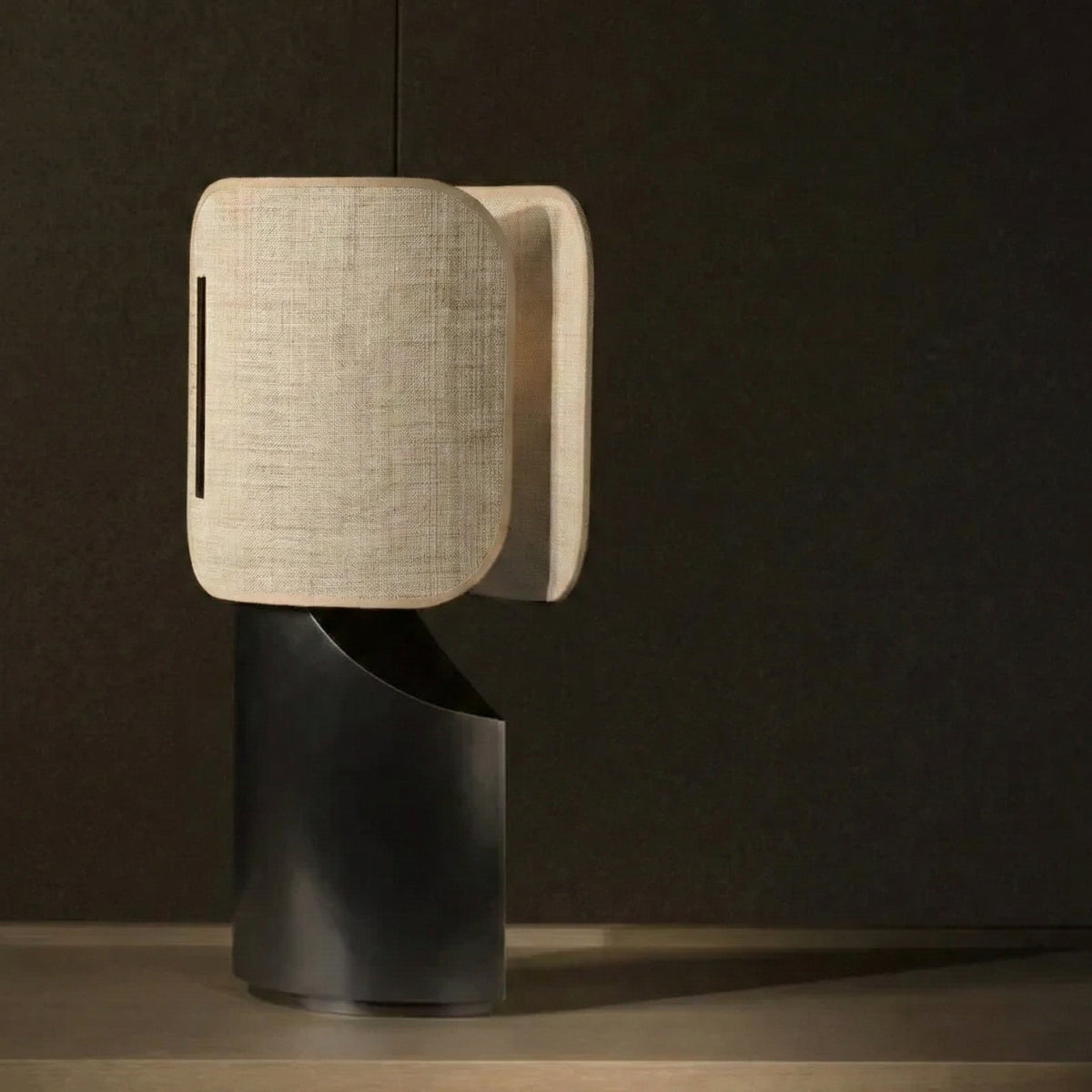 Sculptural Table Lamp for Living Room Console and Office | Slim Resin Linen Diffuser Modern Minimalist Casalola Lights