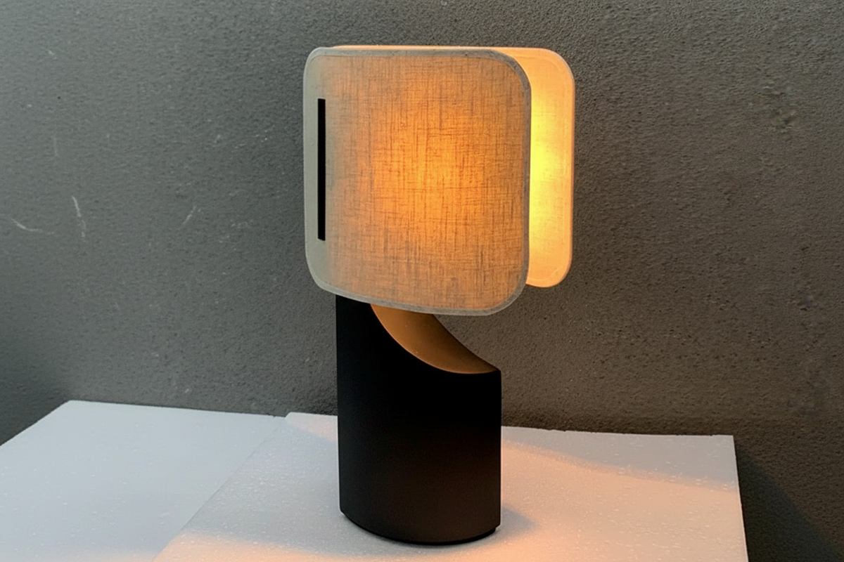 Sculptural Table Lamp for Living Room Console and Office | Slim Resin Linen Diffuser Modern Minimalist Casalola Lights