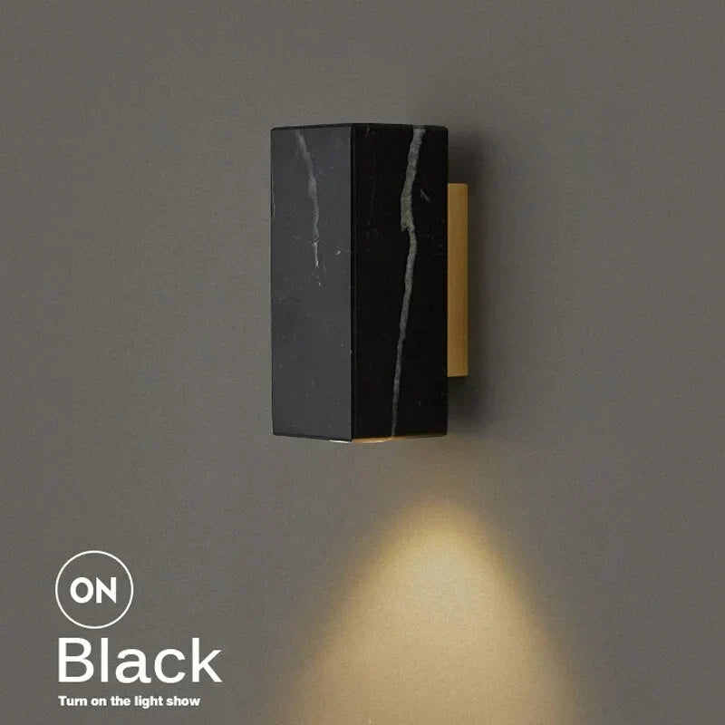 Small Genuine Marble Block Wall Sconce | Low Profile Bedside Reading Light 6 Colors/shapes 2700k Casalola Lights Luxury