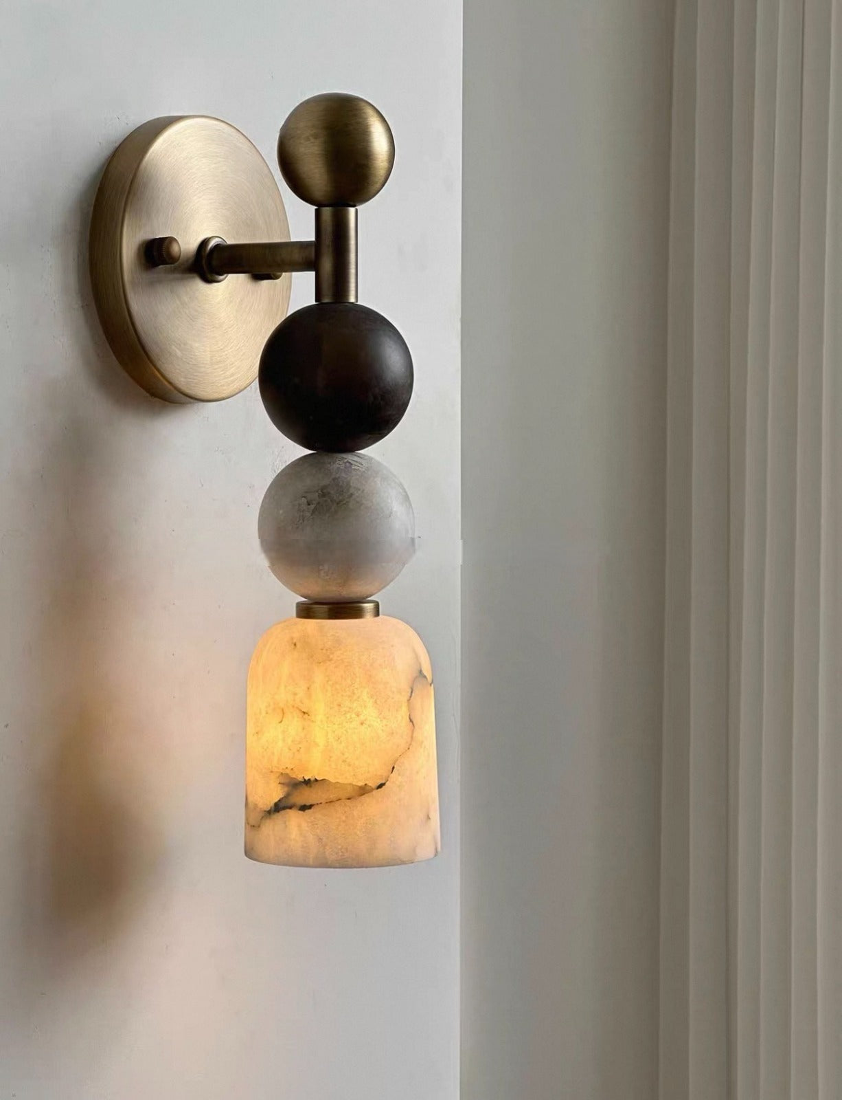 Marble and Brass Wall Sconce – Alabaster Bedside & Hallway Light Casalolalights Luxury Lamps for Interior Designers