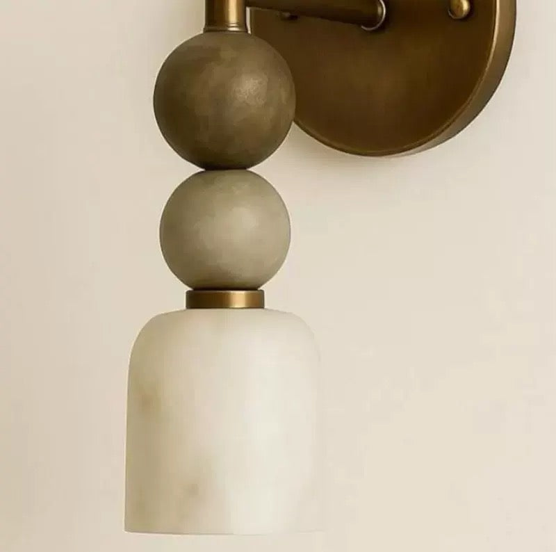 Marble and Brass Wall Sconce 150×386mm – Alabaster Bedside & Hallway Light Casalolalights Luxury Lamps for Interior