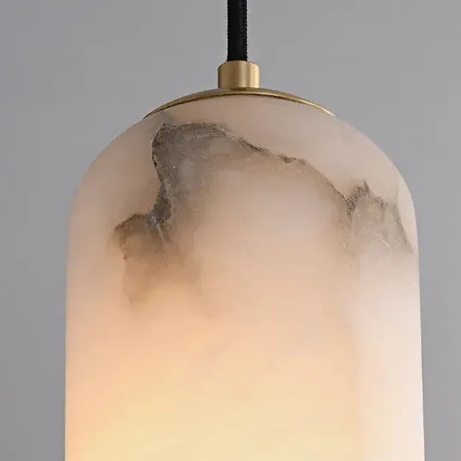 Marble Column Pendant Light | Minimal Brass Fixture for Kitchen Island - Lamps