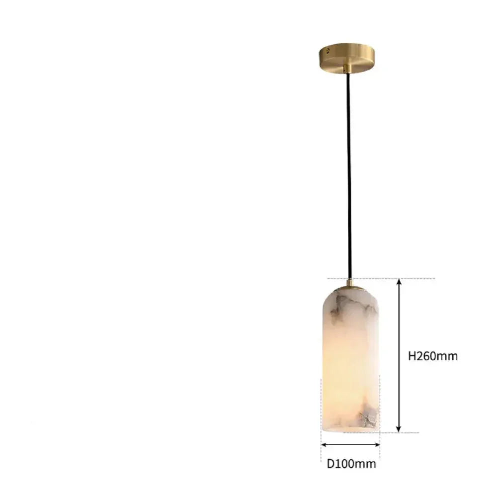 Marble Column Pendant Light | Minimal Brass Fixture for Kitchen Island - Lamps