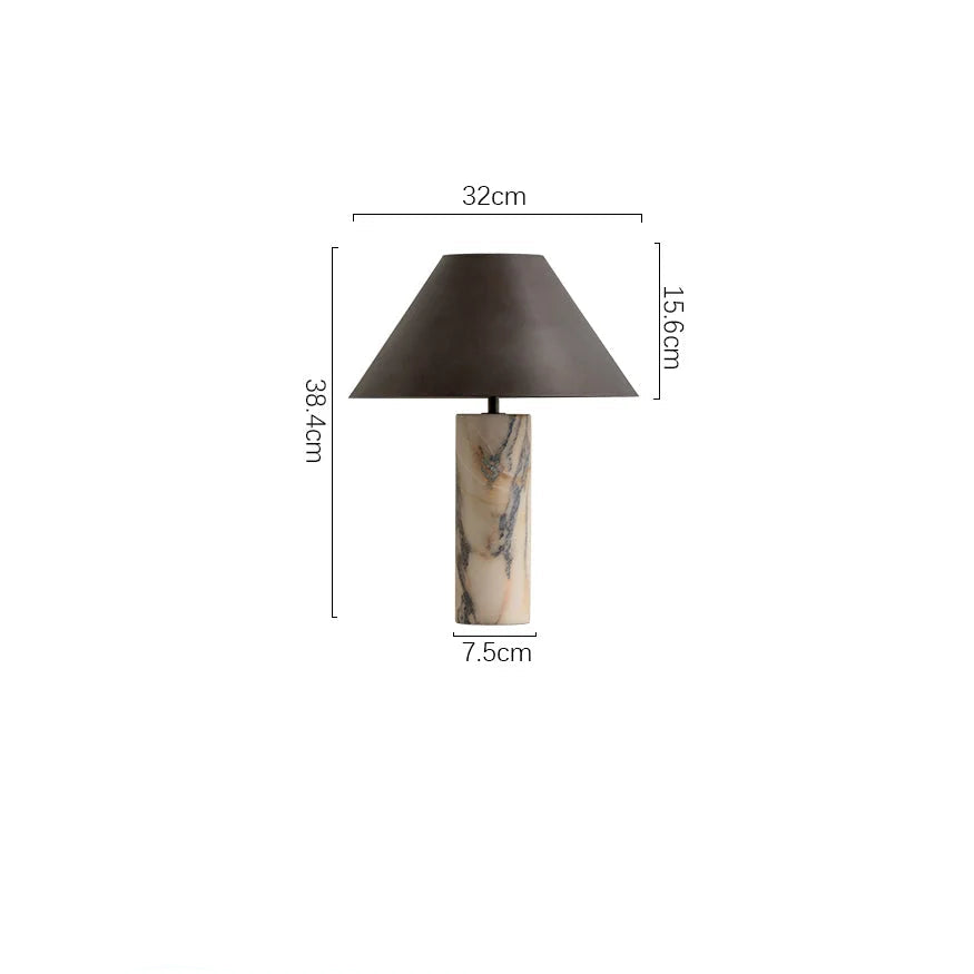 Marble Column Table Lamp | Black Shade Sculptural Lighting
