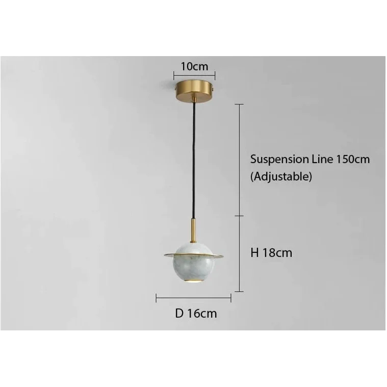 Marble Copper Cord Pendant Lights for Bedside Kitchen Dining Room