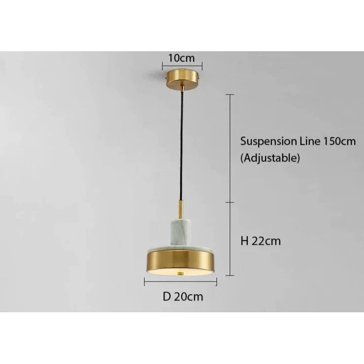 Marble Copper Cord Pendant Lights for Bedside Kitchen Dining Room