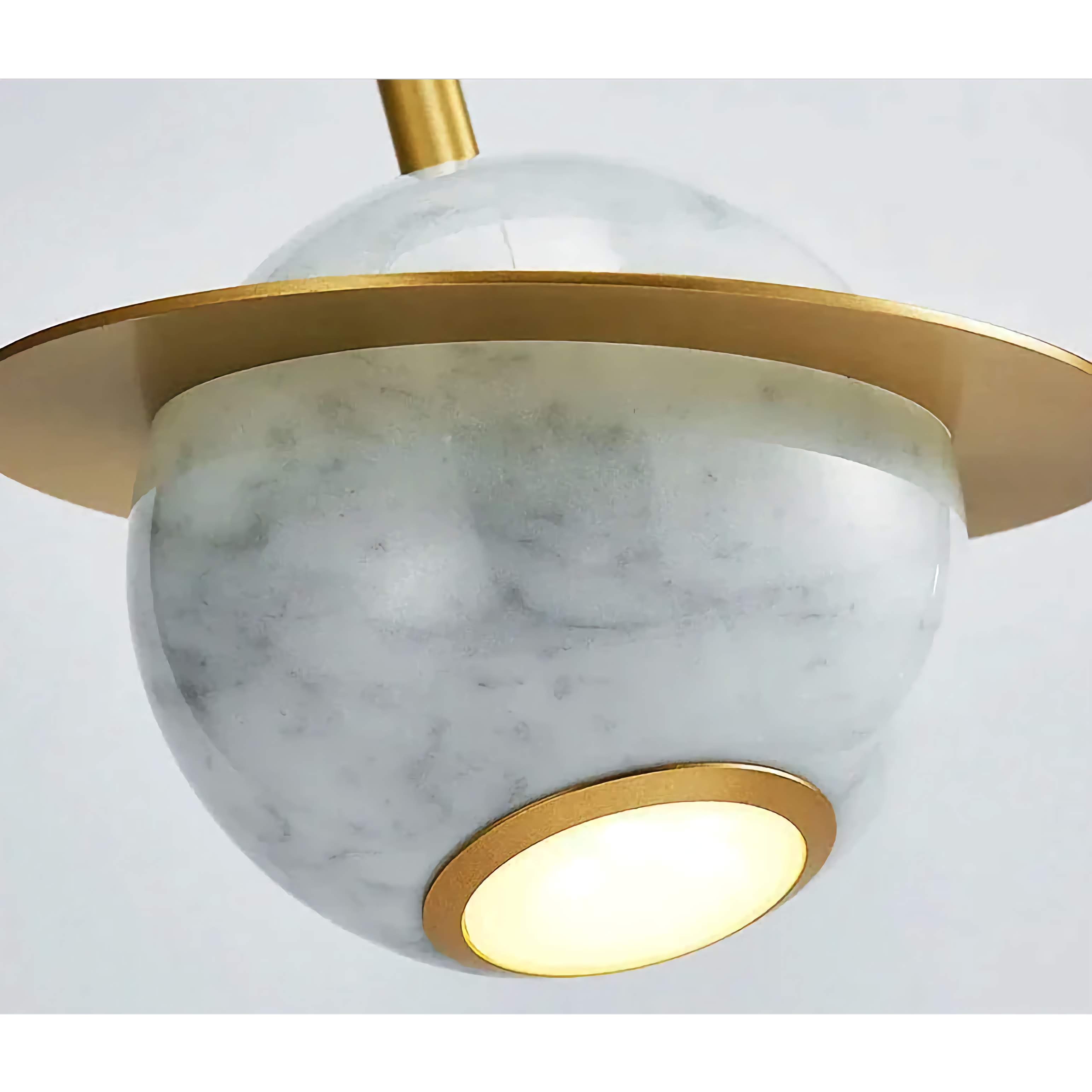 Detail of vein-cut marble on a pendant light