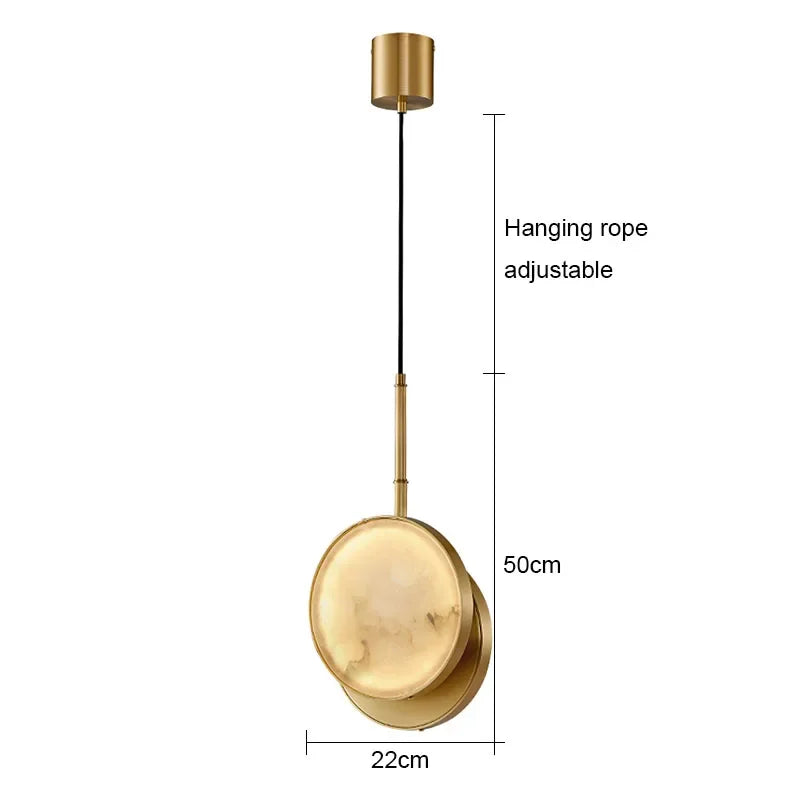 Luxury Marble & Copper Pendant Lamp for Restaurants Living Room Bedside Kitchen Island Dining