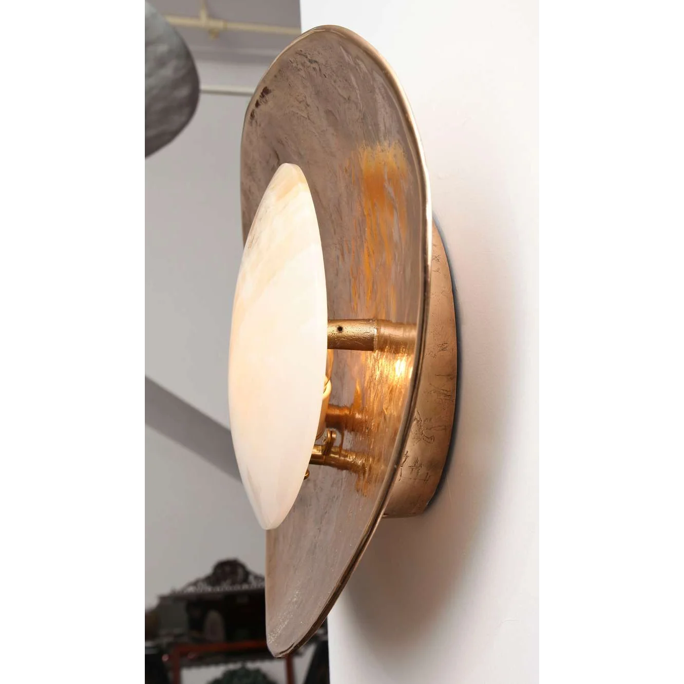 Handcrafted Copper & Marble Wall Sconce – Luxury Artistic Light for High End Interiors