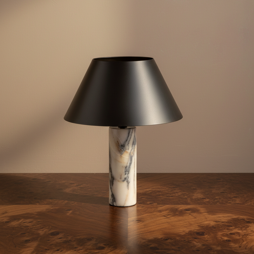 MARBLE GREY COLUMN TABLE LAMP | CLBULS03 - Table Lamps