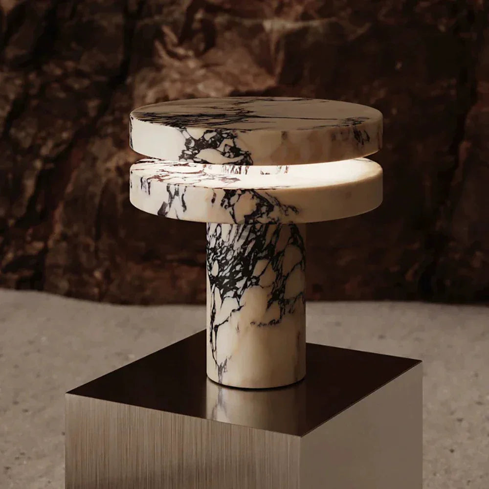 Marble Table Lamp for Living Room and Console | Small Solid Stone Sculptural Modern Minimalist Casalola Lights Luxury