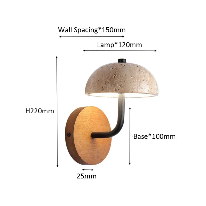 Warm yellow travertine wall light in a study