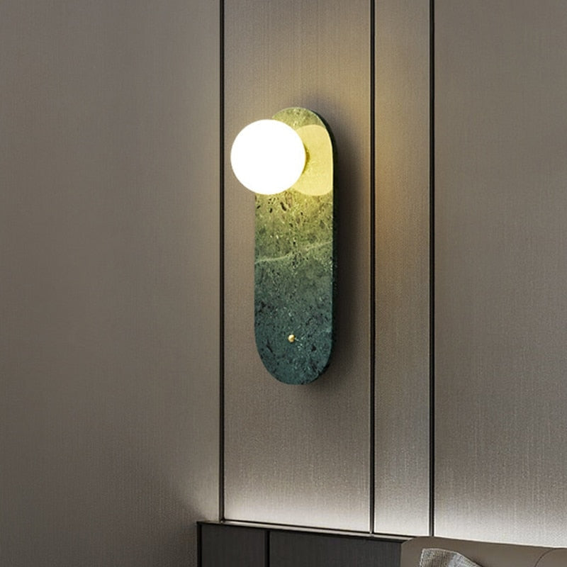 Marble Wall Light Fixtures Green White Luxury Interior Home Decor - Sconces