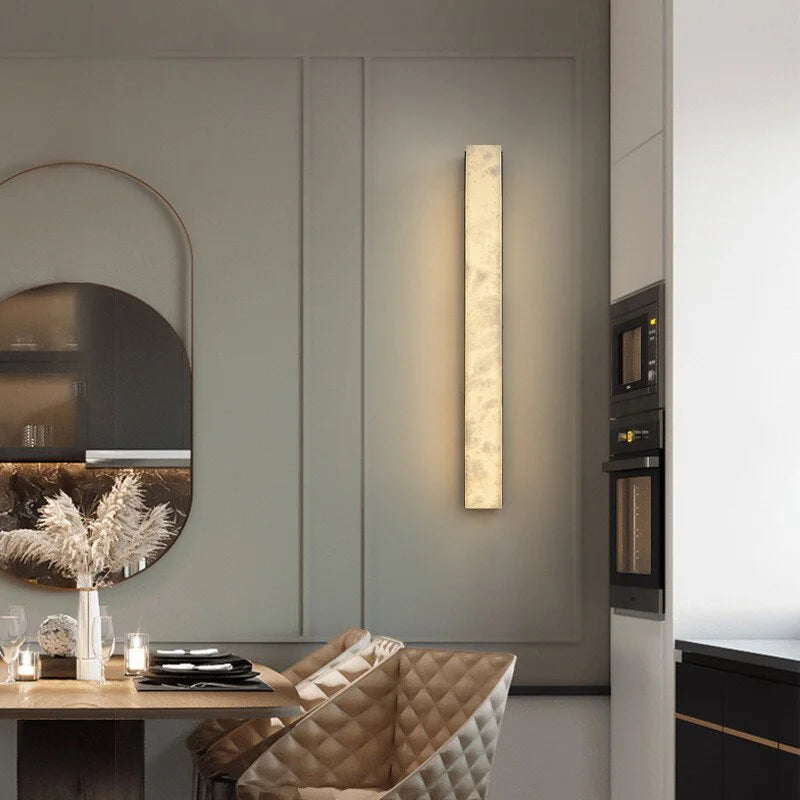 Marble Wall Sconce 60-80cm | Slim Stone & Copper Bar Light Up-down Led Hallway Stairwell Bedside Casalolalights Luxury